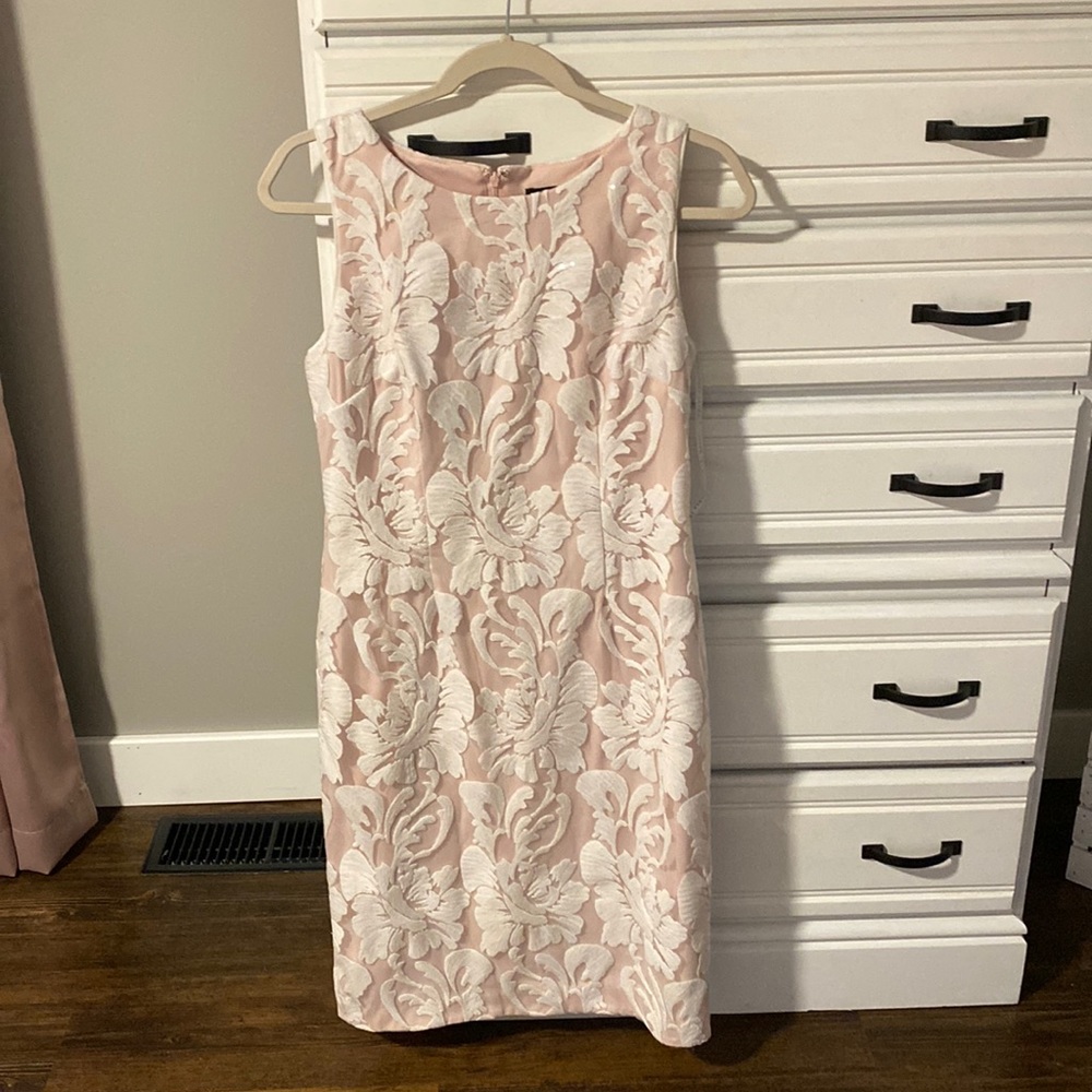 Stunning Blush & White Sheath Dress